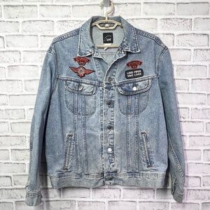|•LEE•| Vintage Biker Harley-Davidson Patches Denim Jean Jacket Size Large